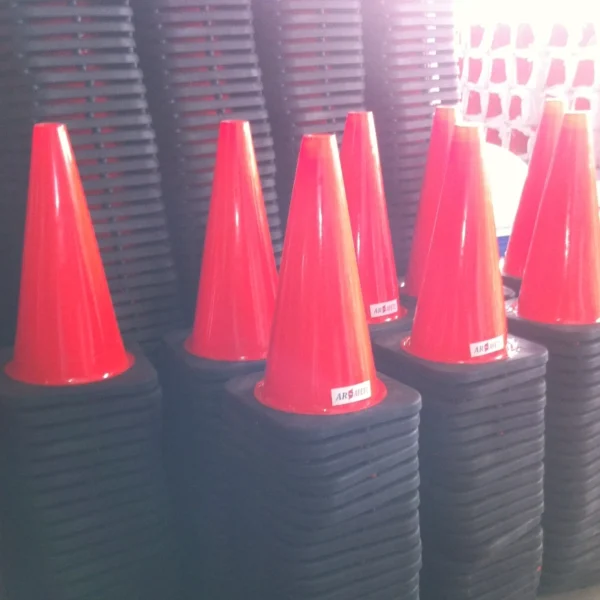 red traffic cones
